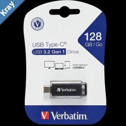 Verbatim 128GB TypeC USB 3.2 Flash Drive  Black Retail Pack 70903 Ultra Fast Transfer Compact and Light weight design