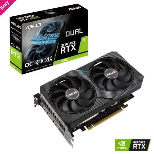 ASUS nVidia GeForce DUAL-RTX3060-O12G-V2 RTX3060 V2 12GB GDDR6 OC Edition,1867 Mhz Boost, 1xHDMI 2.1 3xDP  1.4a (LHR)