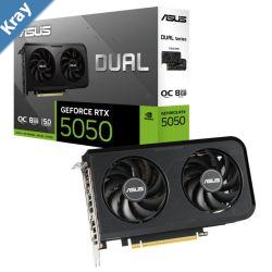ASUS nVidia GeForce DUALRTX5050O8G RTX5050 8GB GDDR6 OC Edition 2647MHz Boost Clock RAM 20Gbps 433 AI TOPs Digital Max Resolution 7680 x 4320