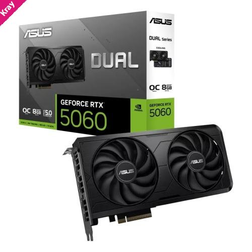 ASUS nVidia Dual GeForce RTX™ 5060 EVO OC Edition, 8GB, GDDR7, 128-bit, PCIe 5.0, 2565MHz, 3840 CUDA, 2.1-Slot