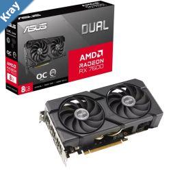 ASUS AMD Radeon DUALRX7600O8GEVO Edition 8GB GDDR6 2715 MHz Boost Clock VRAM 18Gbps 3x DP 1x HDMI