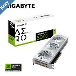 Gigabyte GeForce RTX 5060 AERO OC 8G 2595 MHz CUDA 3840 28 Gbps GDDR7  128 bit PCIE 5.0 PSU 500W DisplayPort 2.1b 3 HDMI 2.1b x1