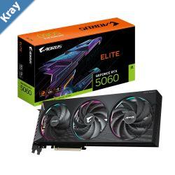 Gigabyte AORUS GeForce RTX 5060 ELITE 8G 2722 MHz CUDA 3840 28 Gbps 8 GB. GDDR7 128 bit PCIE 5.0 PSU 500W DisplayPort 2.1b 3 HDMI 2.1b x1