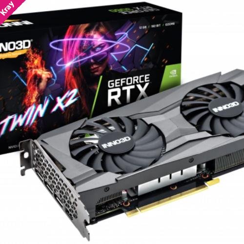 INNO3D nVidia GeForce RTX 3060 TWIN X2 12G GDDR6, 1777MHz Boost Clock, RAM 15Gbps, 3xDP. 1xHDMI, 240x120mm x 2-slot (3060)