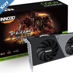 INNO3D nVidia GeForce RTX 4060 TWIN X2 8G GDDR6 2460MHz Boost Clock RAM 17Gbps 3xDPHDMI 250x118x42mm 4060