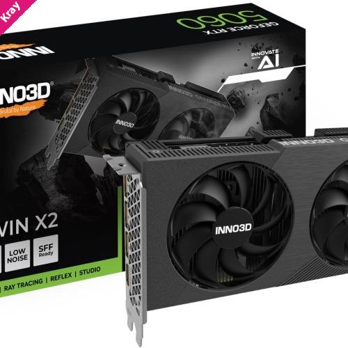 INNO3D nVidia GeForce RTX 5060 TWIN X2 V2  8GB GDDR7, 2497MHz Boost Clock, RAM 28Gbps, 3xDP, 1xHDMI 225x116x41mm