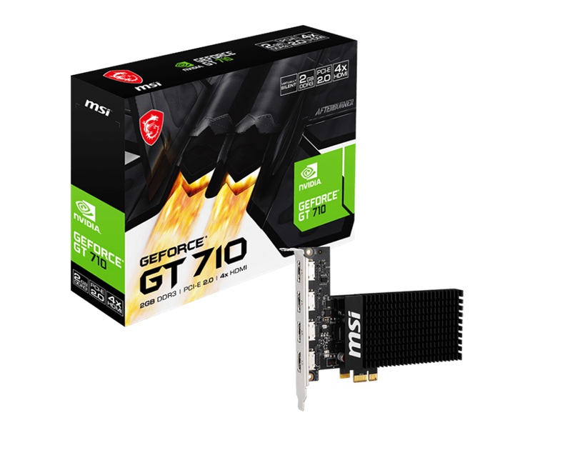MSI nVidia Geforce GT 710 2GD3H 4HDMI VGA CARD 2GB DDR3 1600 MHz 4xHDMI PCIE2.0x1 954 MHz Core Clock
