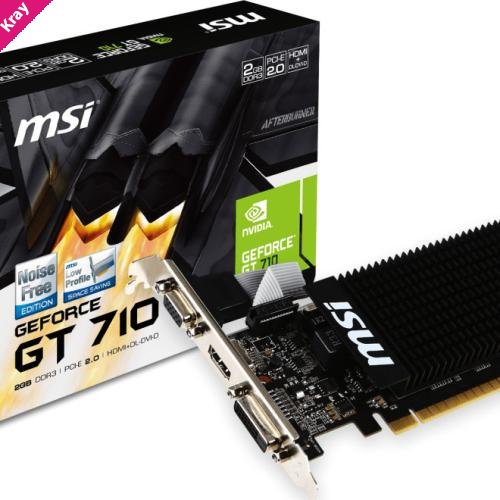 MSI nVidia Geforce GT 710 2GB LP Low Profile VGA CARD GDDR3 2560x1600 1xHDMI 1xDVI PCIE2.0x16 954 MHz Core Clock