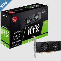 MSI nVidia GeForce RTX 3050 LP 6G OC Video Card 1492 MHz Boost Clock 6GB GDDR6 PCIE 4.0 1x DisplayPort 1.4a 2x HDMI