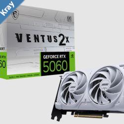 MSI nVidia GeForce RTX 5060 8G VENTUS 2X OC WHITE  PCI Express Gen 5 x16 Boost 2527 MHz CUDA 3840 Units 8GB GDDR7. HDMI x 1 emabargo