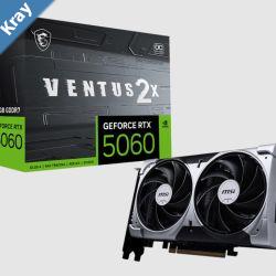 MSI nVidia GeForce RTX 5060 8G VENTUS 2X OC PCI Express Gen 5 x16 Boost 2527 MHz CUDA 3840 Units 8GB GDDR7 . HDMI x 1