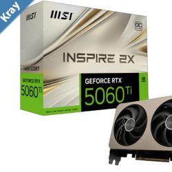 MSI nVidia GeForce RTX 5060 Ti 16G INSPIRE 2X OC PCI Express Gen 5 x16 Boost 2617 MHz CUDA 4608 Units 16GB GDDR7 HDMI x 1