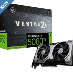 MSI nVidia GeForce RTX 5060 Ti 16G VENTUS 2X PLUS PCI Express Gen 5 x16 Boost 2572 MHz CUDA 4608 Units 16GB GDDR7 HDMI x 1
