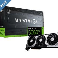 MSI nVidia GeForce RTX 5060 Ti 16G VENTUS 3X OC PCI Express Gen 5 x 16. Boost 2602 MHz CUDA 4608 Units 16GB GDDR7 HDMI x 1