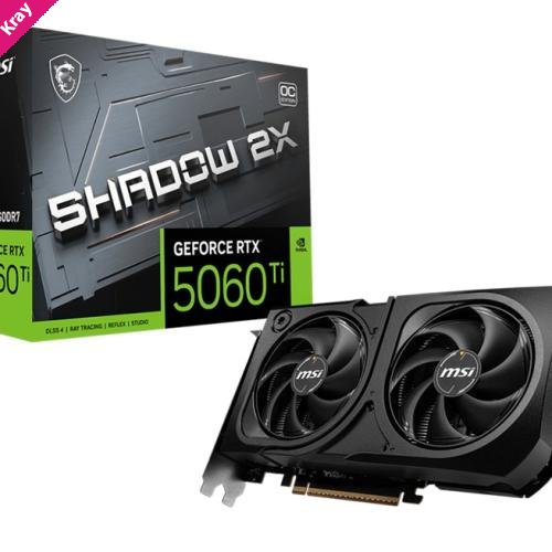 MSI nVidia GeForce RTX 5060 Ti 16G SHADOW 2X OC PLUS, Boost: 2482 MHz, CUDA 8960 Units, 16GB GDDR7, HDMI™ x 1 (embargo)
