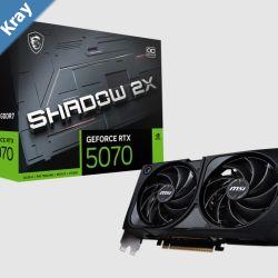 MSI nVidia GeForce RTX 5070 12G SHADOW 2X OC PCI Express Gen 5 Boost 2542 MHz CUDA 6144 Units 12GB GDDR7 HDMI x 1