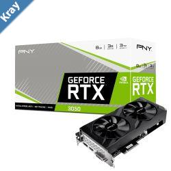 PNY GeForce RTX 3050 8GB Verto Dual Fan PCIExpress 4.0 x8 Clock Speed  1552 MHz Boost Speed  1777 MHz Memory Size  8GB GDDR6 3year Warranty