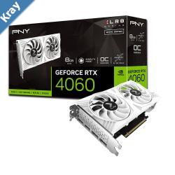 PNY GeForce RTX 4060 8GB OC XLR8 VERTO DF White Edition Clock Speed 1830MHz Boost Speed 2475MHz Memory Size 8GB GDDR6